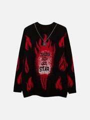 Red Fire Flame with Chain Knitted Sweater
