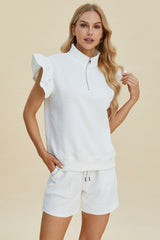 Full Size Texture Sleeveless Top and Shorts Set