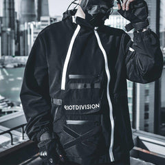 Irregular Zip Up Print Cargo Jacket