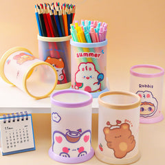 Cartoon Round Folding Pen Holder