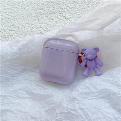 Estuche para Airpods con colgante de oso morado