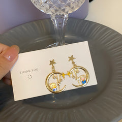 Pendientes de conejo de luna de meteorito