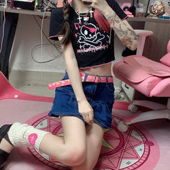 Camiseta corta con estampado de dibujos animados