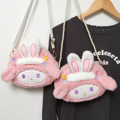 Bonita bolsa de peluche con orejas de conejo