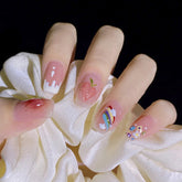 Rainbow Peach Wearable Nails Finished Manicure