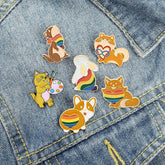 Rainbow Bunny Puppy Pins