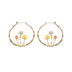 Pendientes grandes con forma de C de hongo