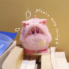 Lindo colgante de peluche rosa de anime