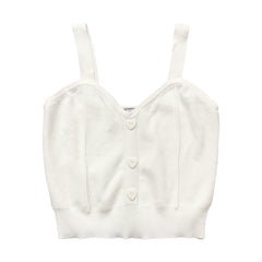 Top corto de punto con botones de corazón