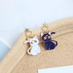 Kawaii Star Moon Cat Earrings