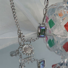 Sonnenblumen-Kristall-Halskette