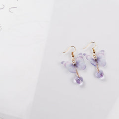 Pendientes colgantes con forma de corazón y mariposa