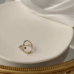 Anillo abierto ajustable de piedra azul