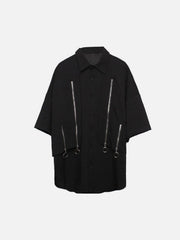 Dark Personalized Zipper Patchwork Shirt