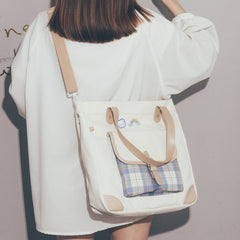 Bolsa de lona a cuadros con método de recitación múltiple