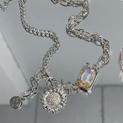 Sonnenblumen-Kristall-Halskette