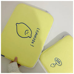 Bolsa para iPad y portátil con letras bordadas de limón