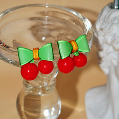 Farbige Polka Dot Schleife Herz Ohrringe