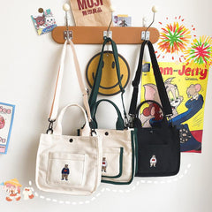 College Embroidery Bear Shoulder Bag