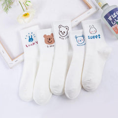 Süße Baumwollsocken mit Bär und Kaninchen