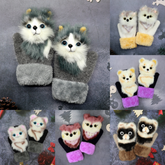 Plush Cartoon Animal Warm Gloves Scarf