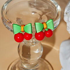 Farbige Polka Dot Schleife Herz Ohrringe