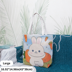 Bolsa de mano con diseño de conejo de dibujos animados bordado kawaii