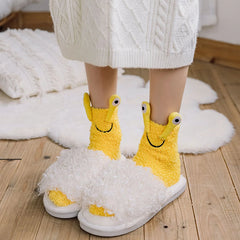 Cartoon Frau Boden Socken