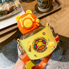 Linda botella de agua de pato de dibujos animados