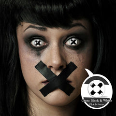 Halloween-Kreuz-Kontaktlinsen in Schwarz und Weiß (6 Monate Tragezeit)