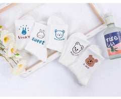 Süße Baumwollsocken mit Bär und Kaninchen