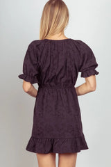 Floral Textured Woven Ruffled Mini Dress