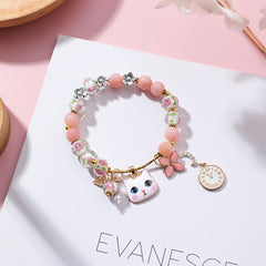 Pulsera de esmalte de colores con forma de gato