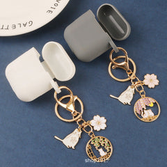 Lindo llavero de gato enamorado de dibujos animados