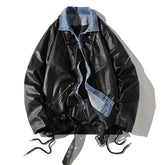 Ribbon Denim Leather Jacket