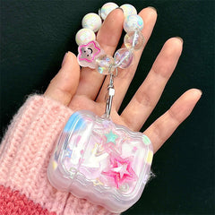 Gradient Pink Stars Airpods Case(With Charm)