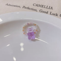 Anillo de perlas con forma de oso de caramelo