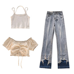 Top corto de dos piezas con cordón ajustable