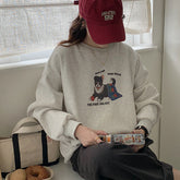 Printed Crew Neck Loose Padded Hoodies