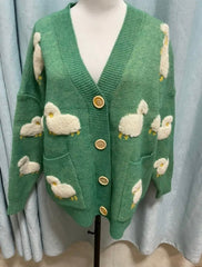Suéter tipo cárdigan kawaii de punto suave Lamb Dreams