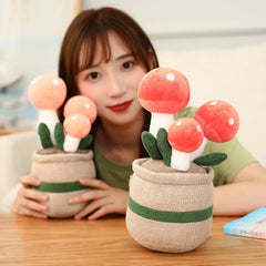 Peluches de plantas de setas en maceta