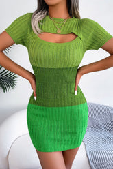 Cutout Short Sleeve Sweater Dress