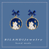 Pendientes de lazo de gato azul