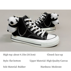 Lindos zapatos de lona personalizados de caña alta con diseño de panda en 3D