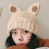 Gorro de lana con orejas de gato