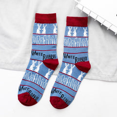 Weiße Baumwollsocken mit Kaninchenmotiv