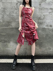 Tie-dye Pleated Slip Dress