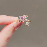 Verstellbarer Kawaii-Ring mit rosa Herz