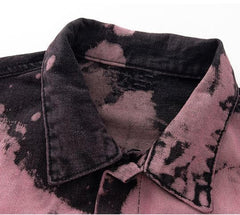 Jeansjacke mit Batikmuster und Emo-Ästhetik-Kragen