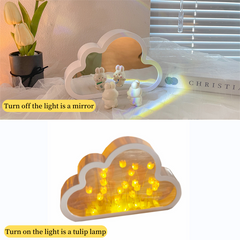 Kawaii Cloud Mirror Tulip Night Light